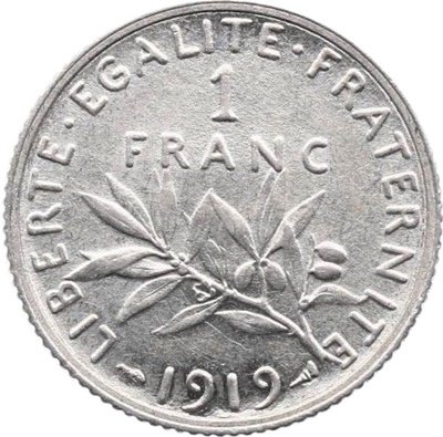 10 x 1900's France 1 Francs Silver Coin